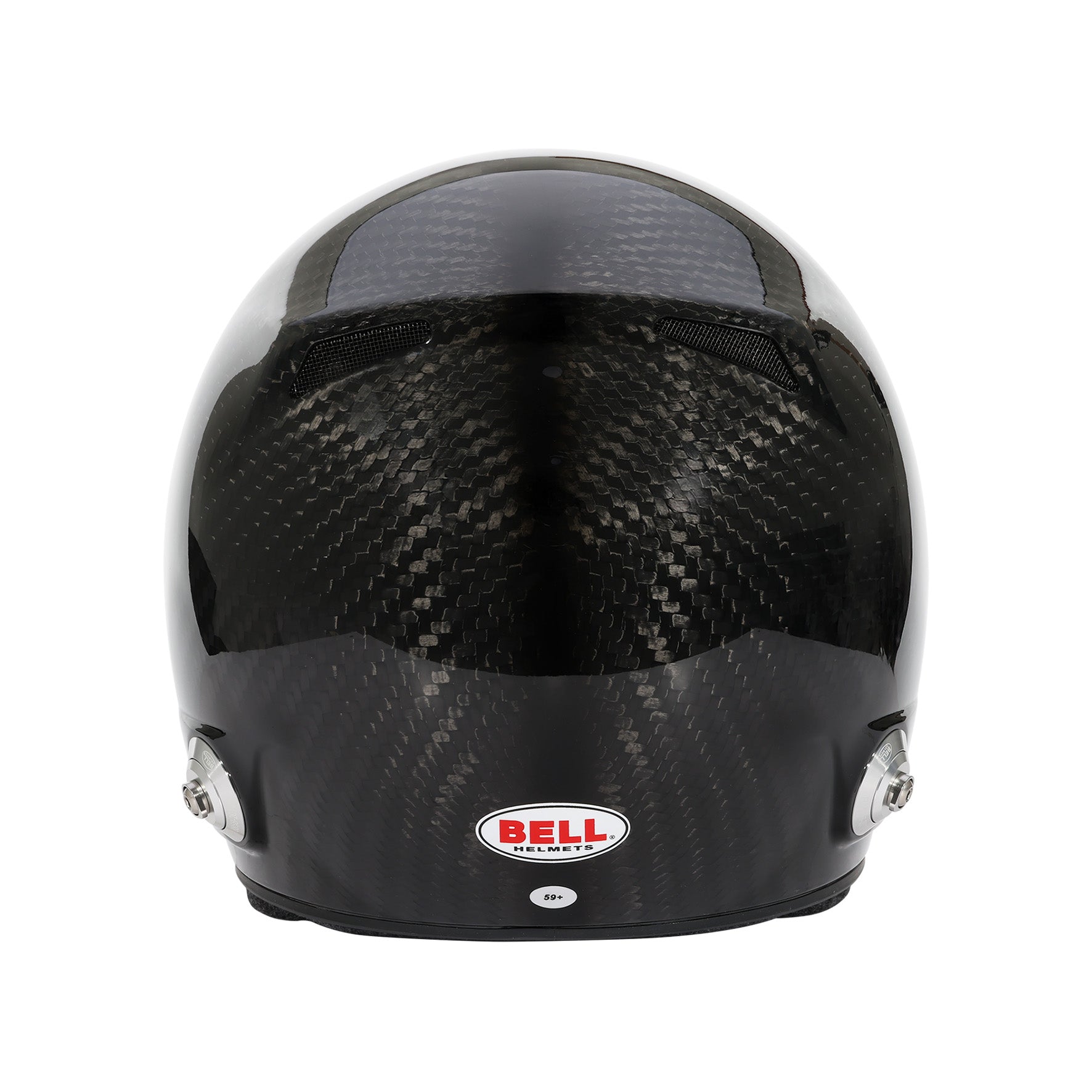 Rear view of Bell XD7 Ultra Carbon helmet showing aerodynamic spoiler and carbon weave finish.