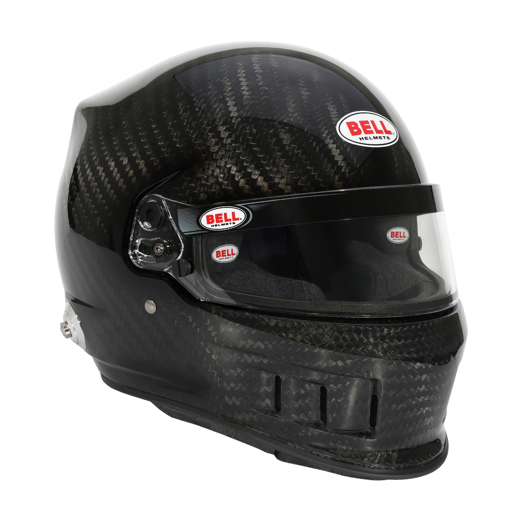 Three-quarter front view from the right side of the Bell XD7 Ultra Carbon helmet showing visor and shell design.