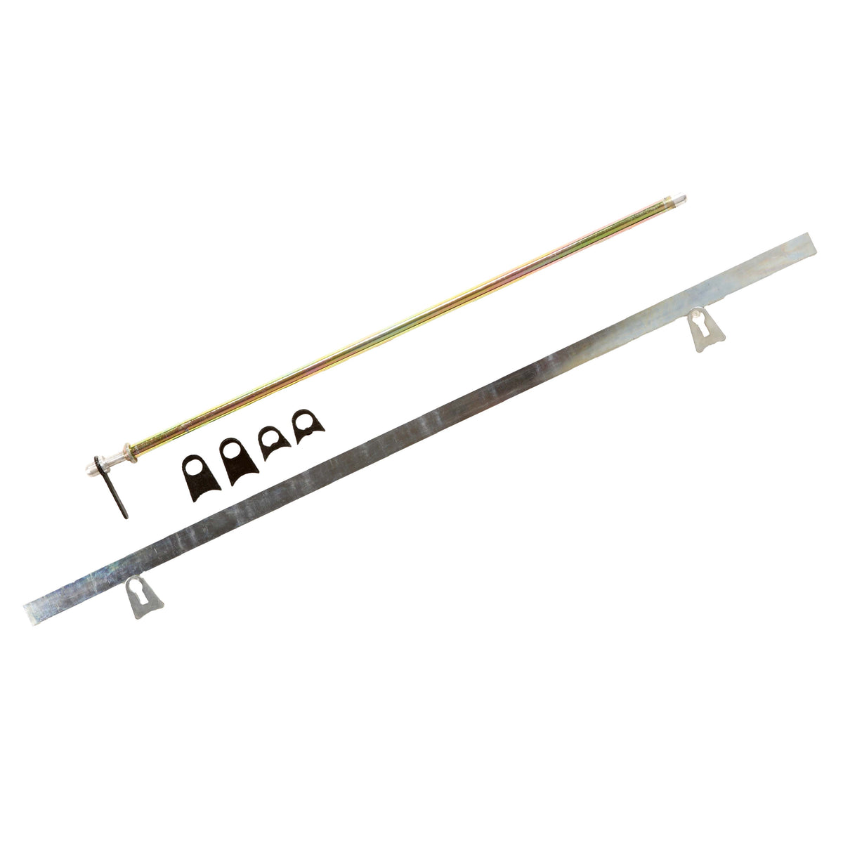 RaceQuip window net mounting kit with spring-loaded round top bar and flat bottom bar