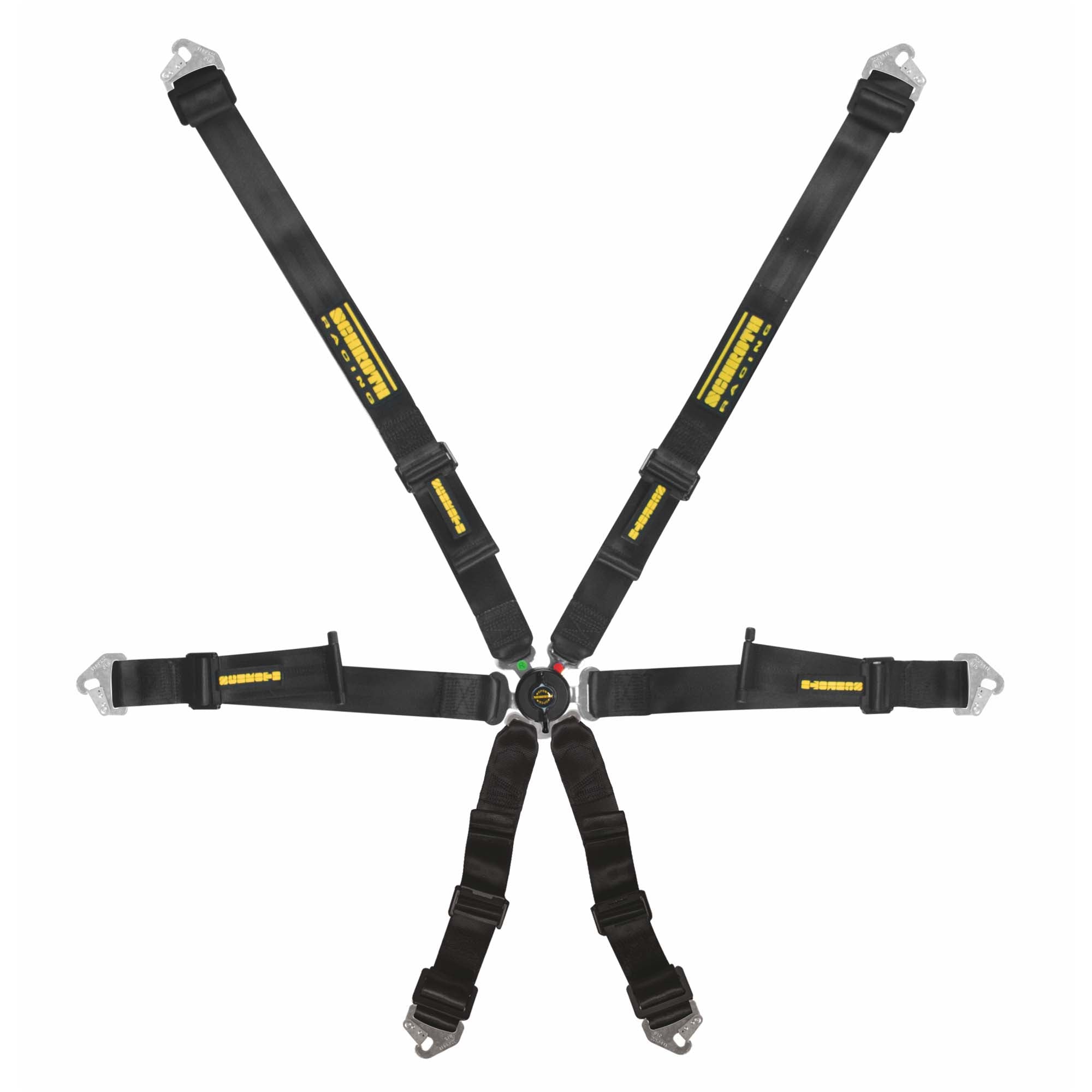 Schroth Profi 2x2 racing harness with 2‑inch wide FIA 8853‑2016 certified 6‑point straps featuring FHR‑specific shoulder belts.