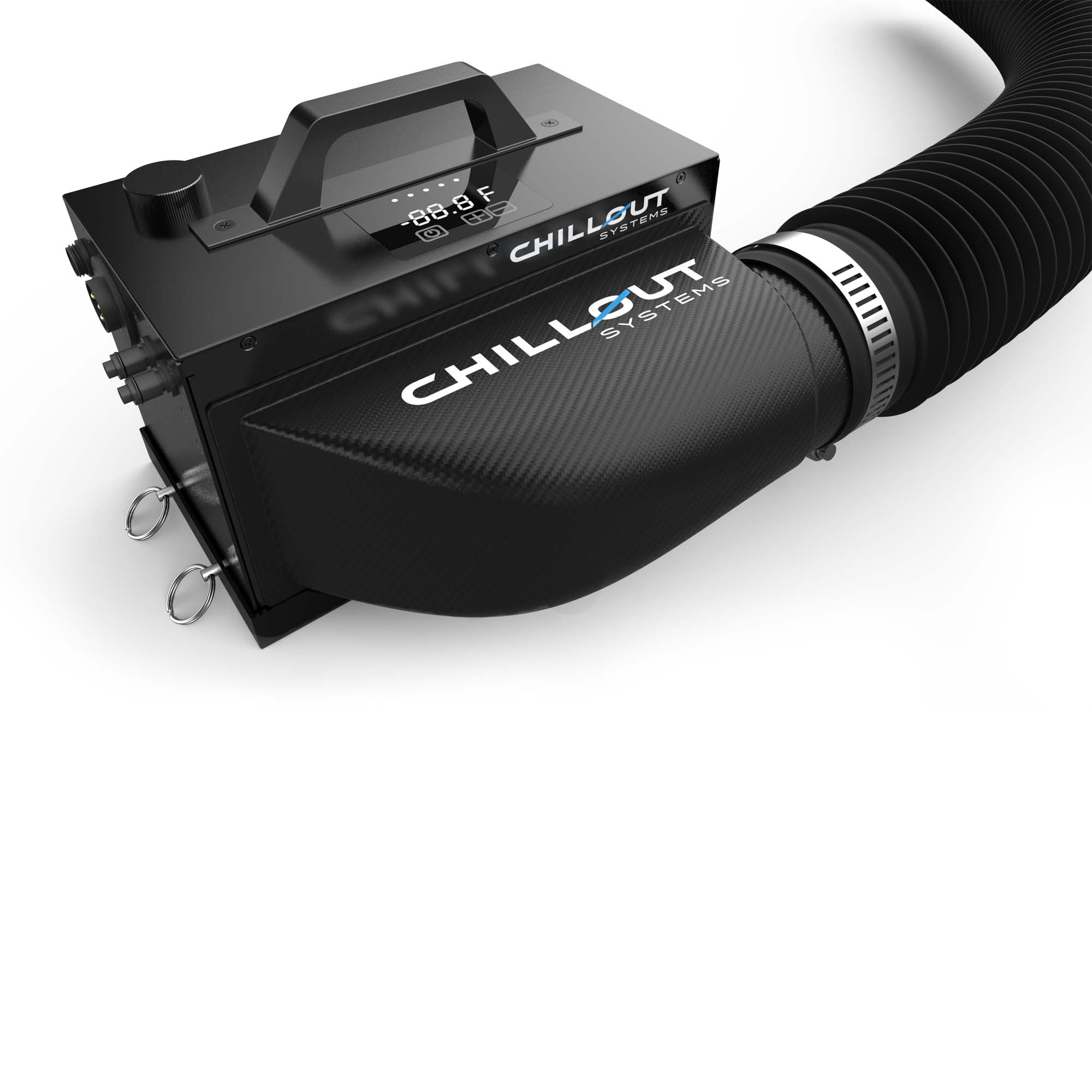 4-inch carbon fiber 90° plenum installed with connected air duct hose