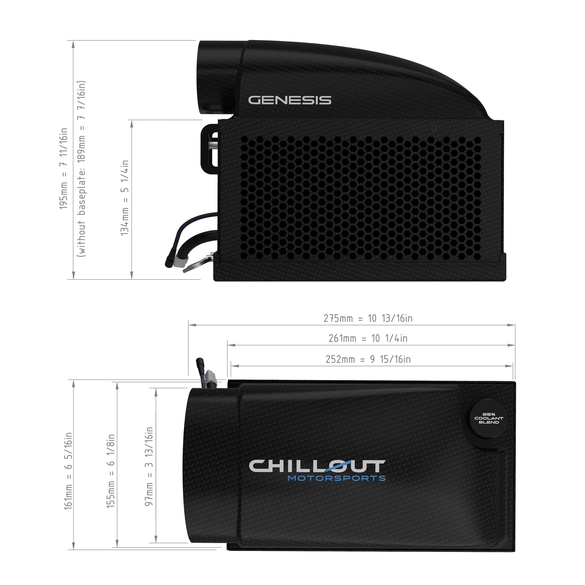 Genesis Driver Cooling System compact dimensions for easy cockpit mounting