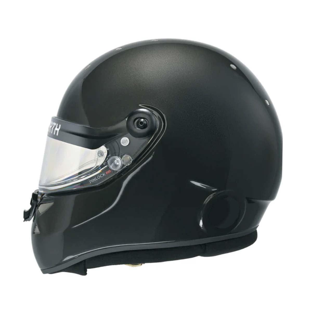 Schuberth SP1 Hybrid SA2025 racing helmet in gloss finish, showing the hybrid carbon-fiberglass shell, SDL dual-locking visor system, and Pinlock 120 visor.
