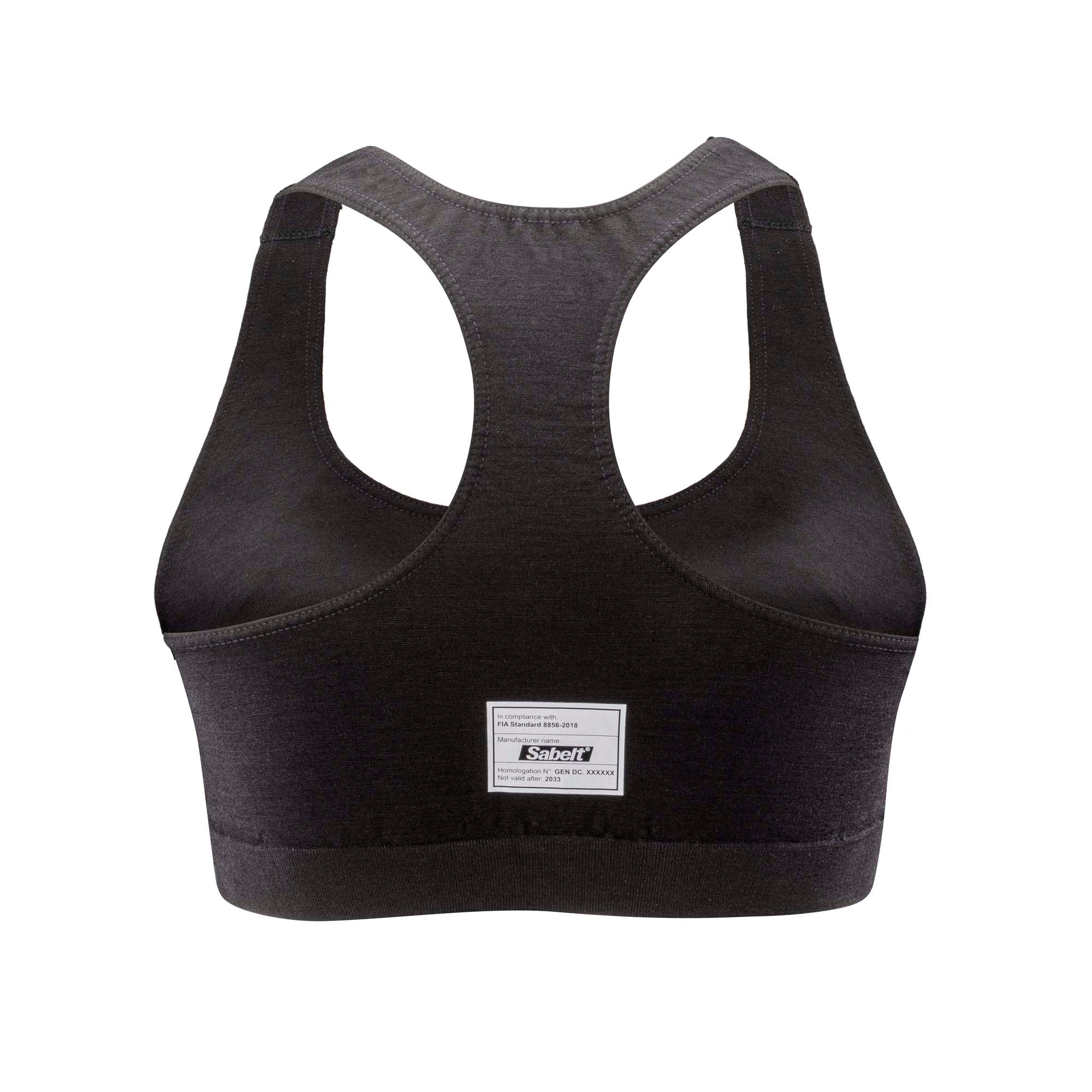 Back of Sabelt UI-300 women’s fire-resistant racing sports bra FIA 8856-2018