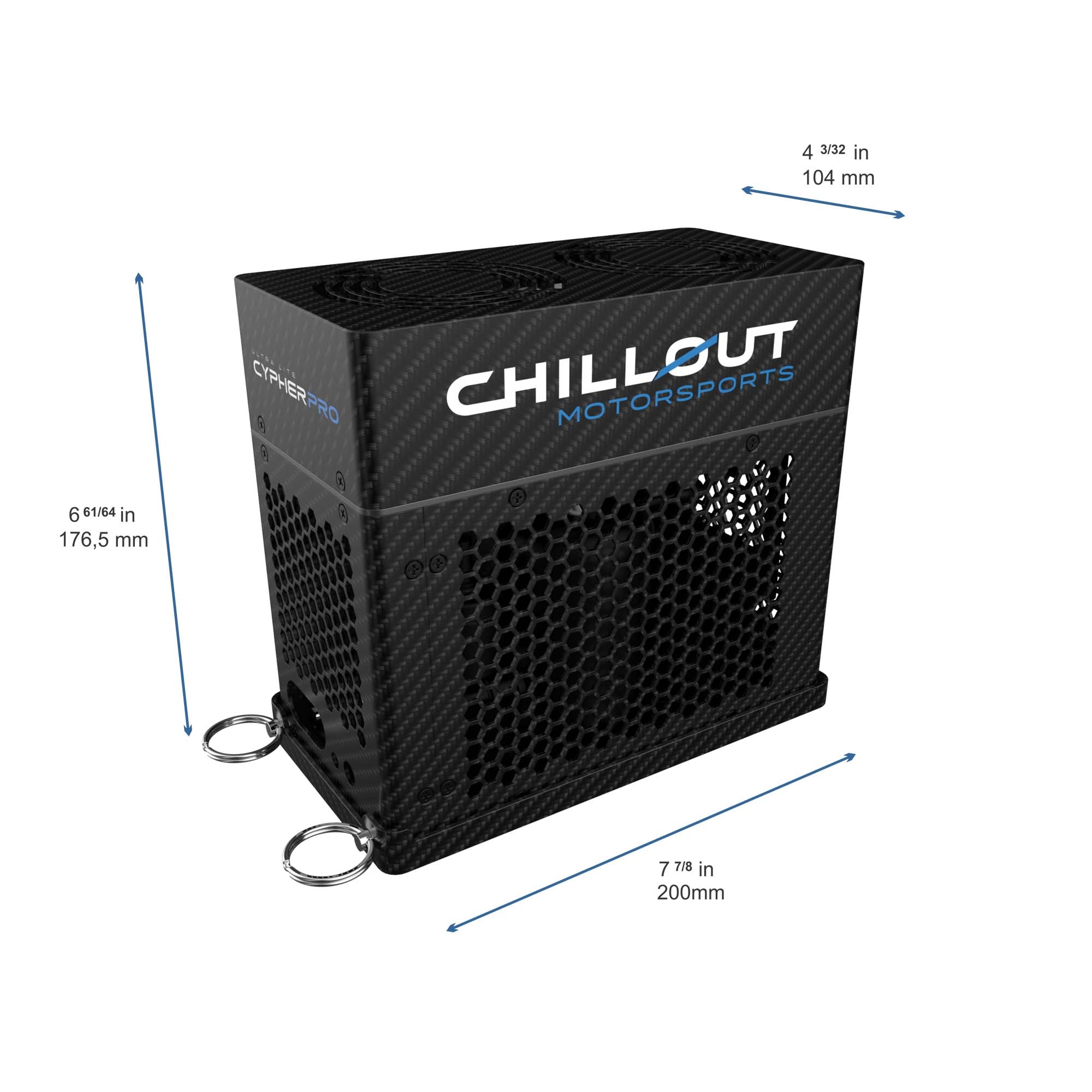 Cypher Pro Micro Driver Cooling System airbox version dimensions for compact cockpit installations