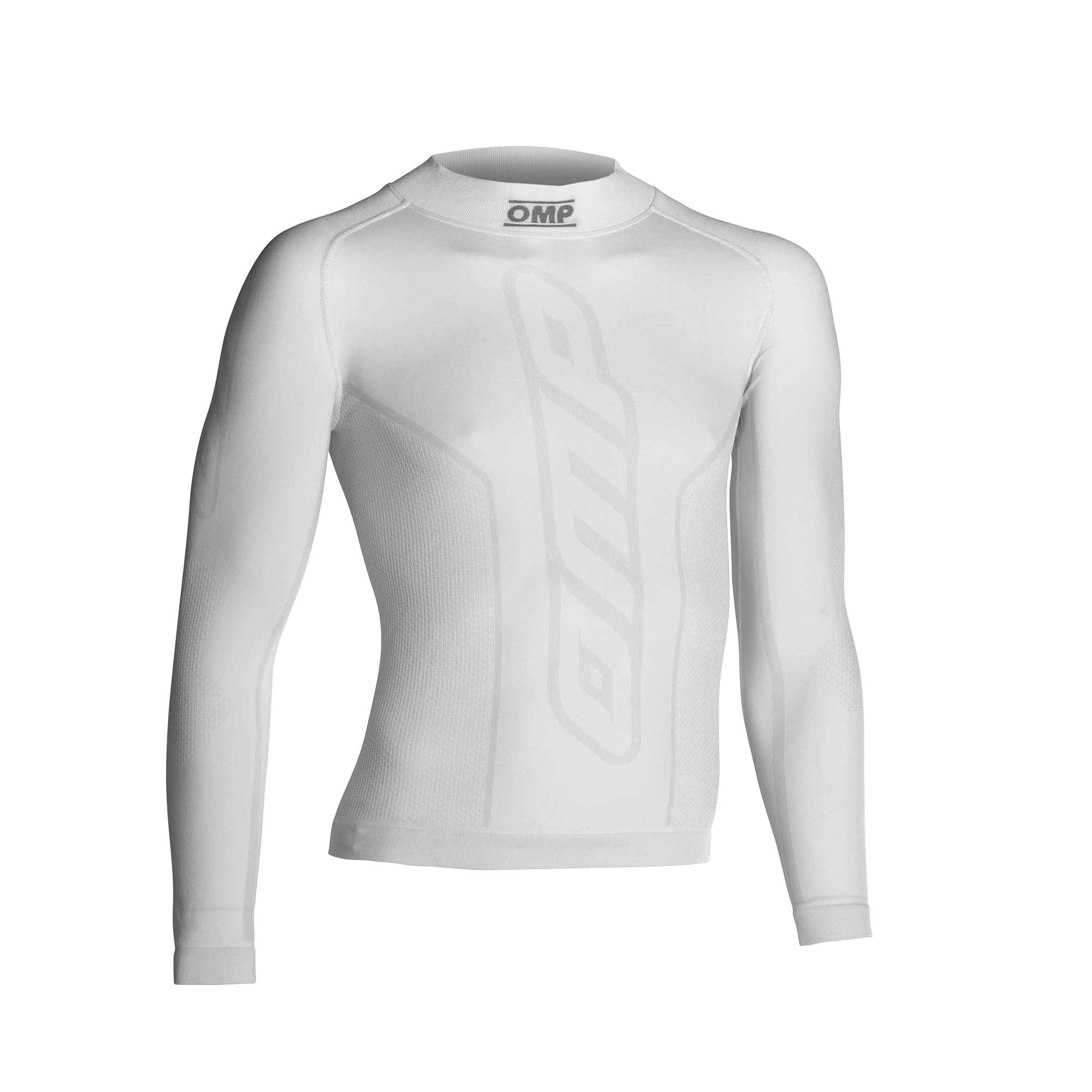 OMP KS youth karting long sleeve undershirt with seamless Dryarn fabric designed for moisture wicking and temperature control under a kart suit.