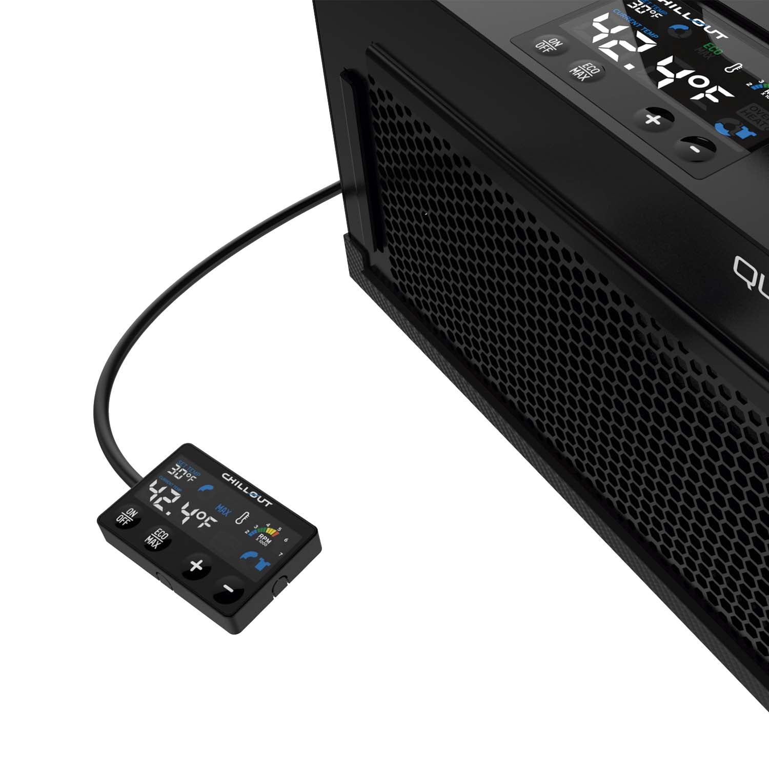 Chillout Systems wired remote control connected to Quantum Pro cooler