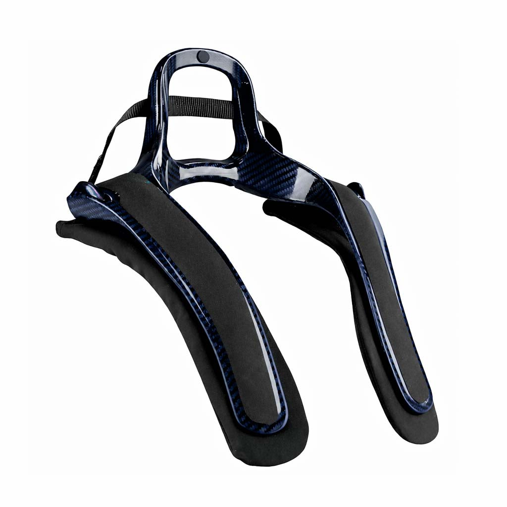 Stand 21 Featherlite Colors 20 Head and Neck Restraint – blue carbon fiber finish, lightweight FIA 8858‑2010 and SFI 38.1 certified FHR