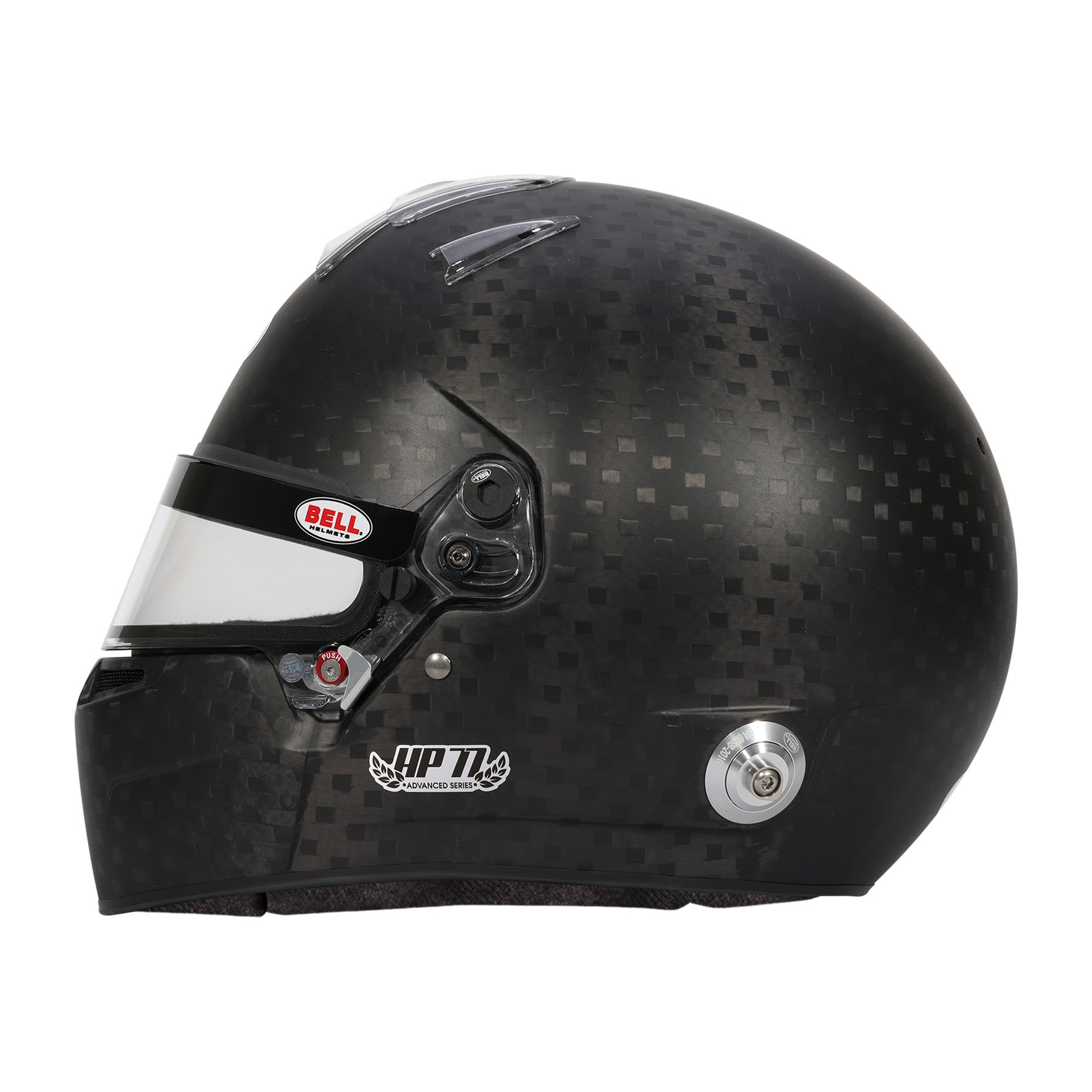 Left Side profile of HP77 Evo‑IV Carbon Helmet showing aerodynamic shell and sleek venting