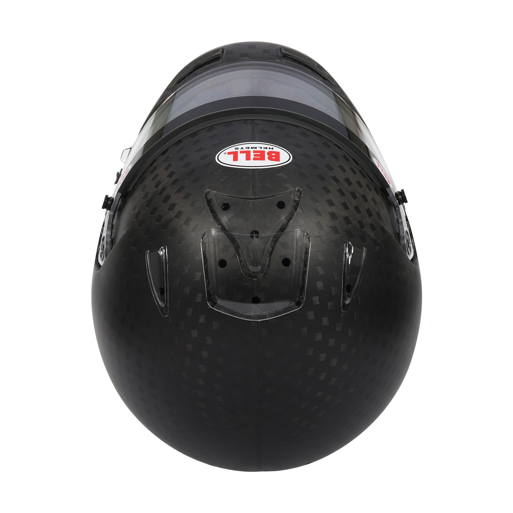 Top view of Bell HP77 Evo‑IV ABP Carbon Helmet showing vent layout and aerodynamic shell contour.