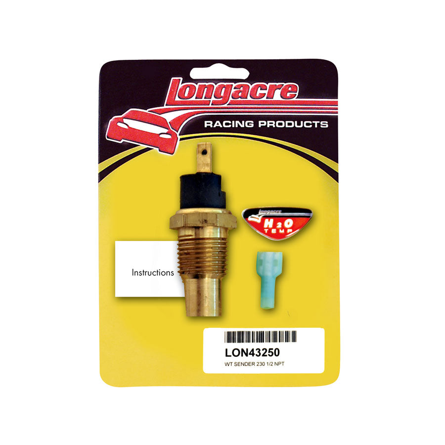 Longacre Water Temperature Sender - 230 Deg, 1/2" NPT