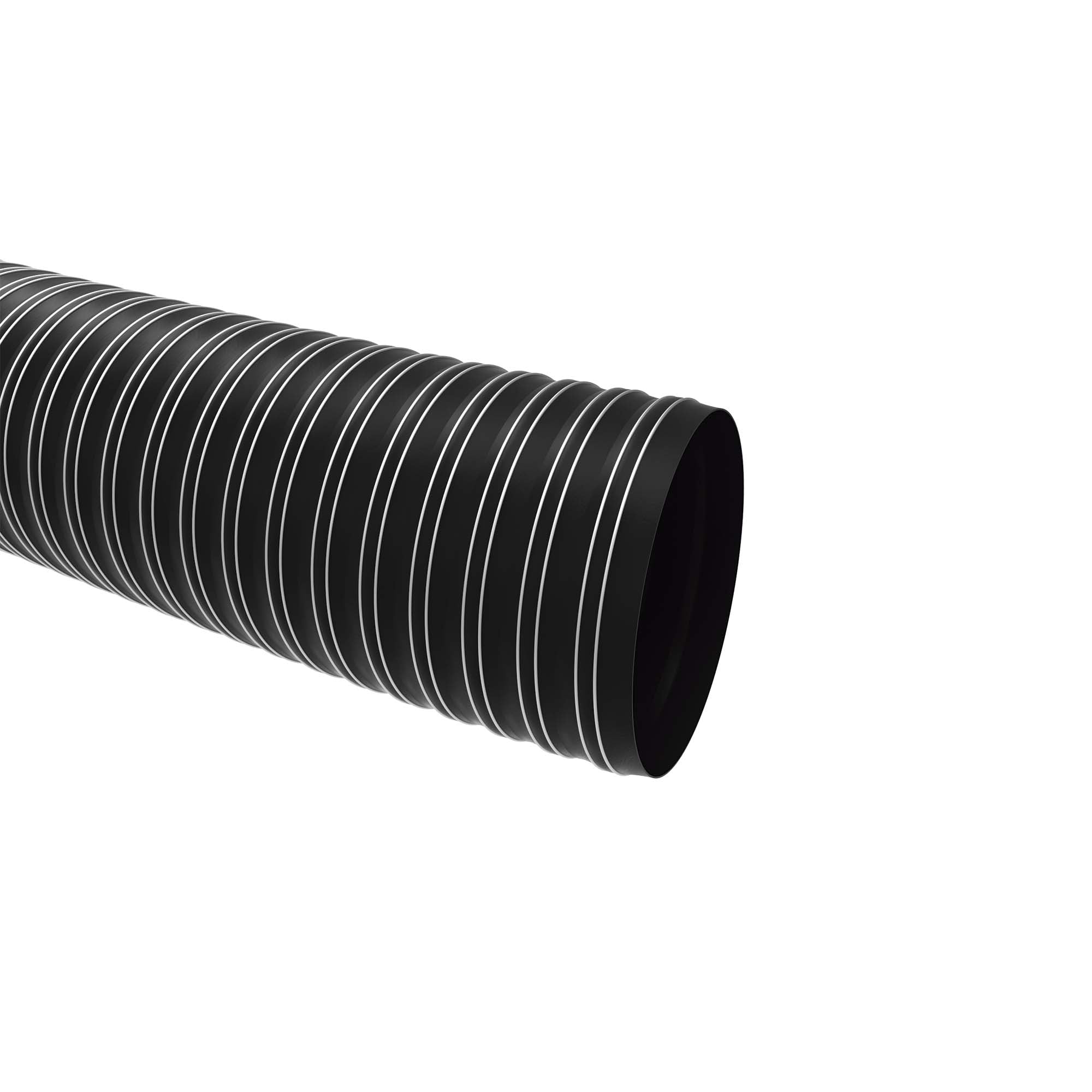 Chillout Systems 4-inch neoprene air duct hose, 6-foot length, featuring coated spring-steel wire helix and neoprene-impregnated fiberglass cover for motorsport ducting applications.