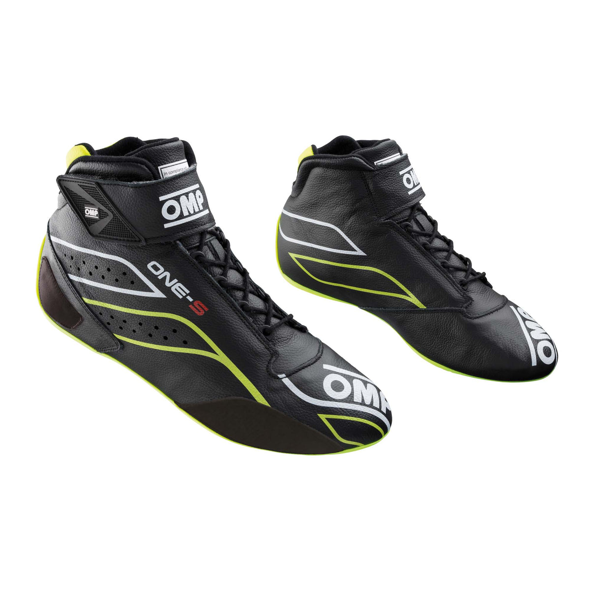 OMP One-S racing shoe FIA 8856-2018 in Black/Yellow
