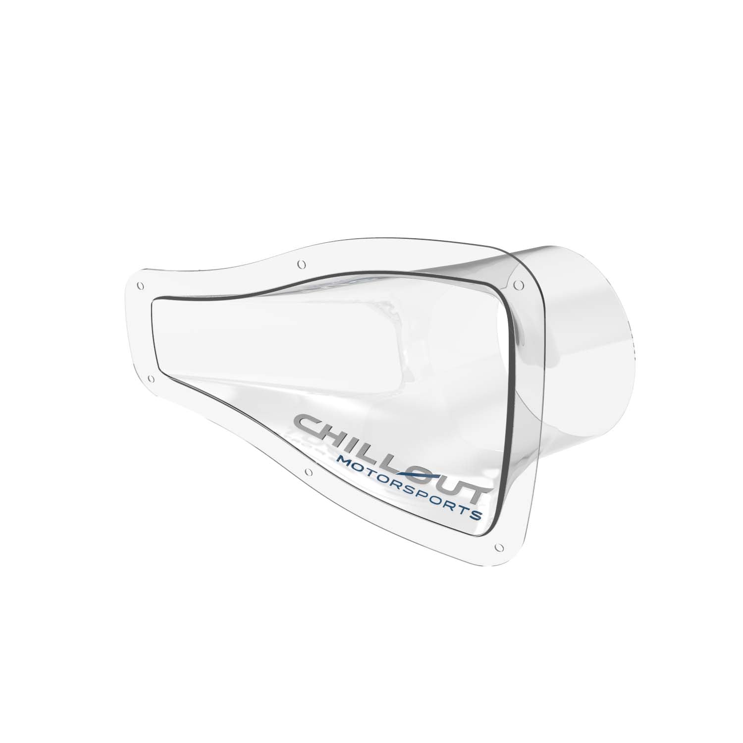 Side profile view of transparent 4-inch NACA duct showing aerodynamic shape