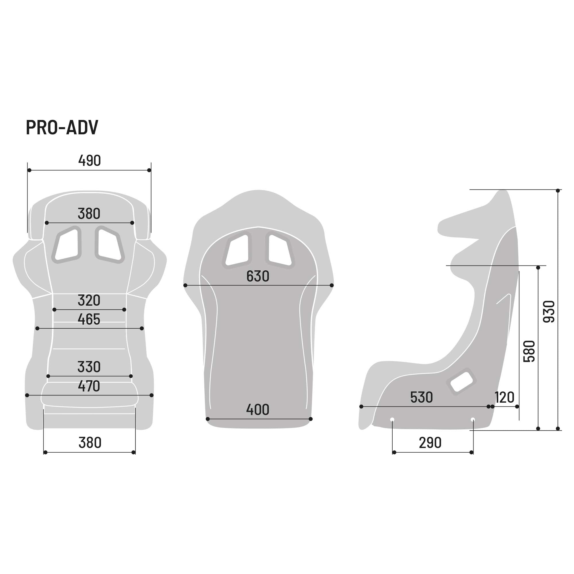 Sparco Pro ADV QRT Fiberglass Racing Seat Sizing Chart