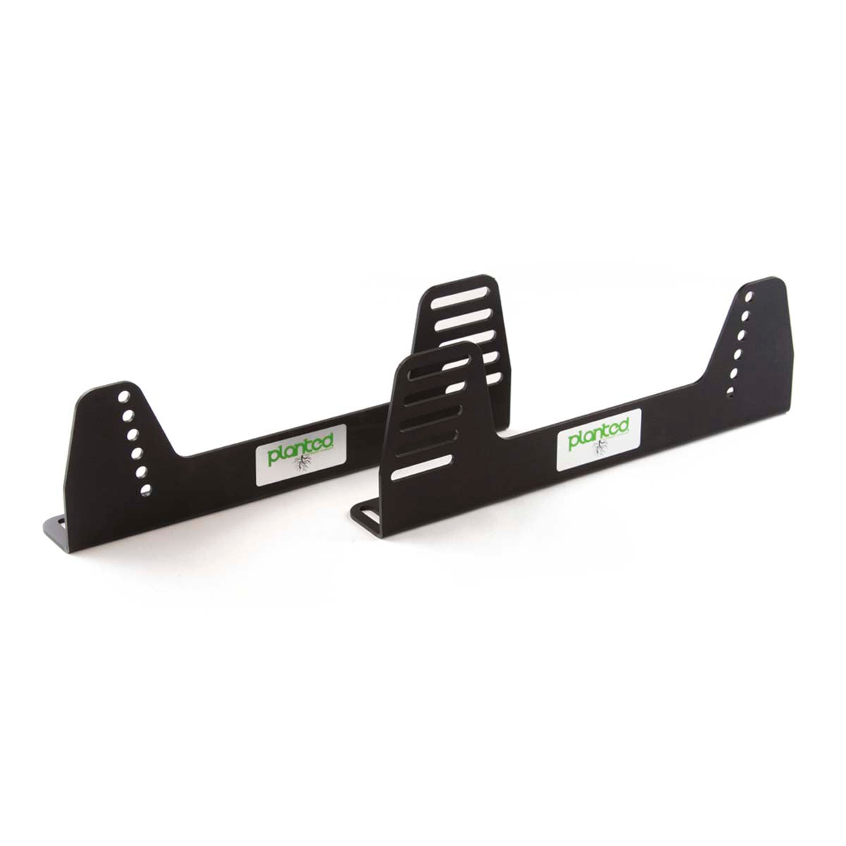 Planted aluminum offset universal side mounts, black powder coat, left and right pair