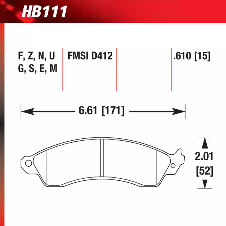 Hawk HB111E.610 Racing Pad - Blue Compound