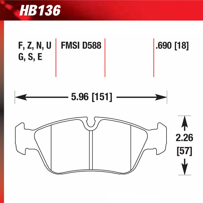 Hawk HB136U.690 Racing Pad - DTC-70 Compound