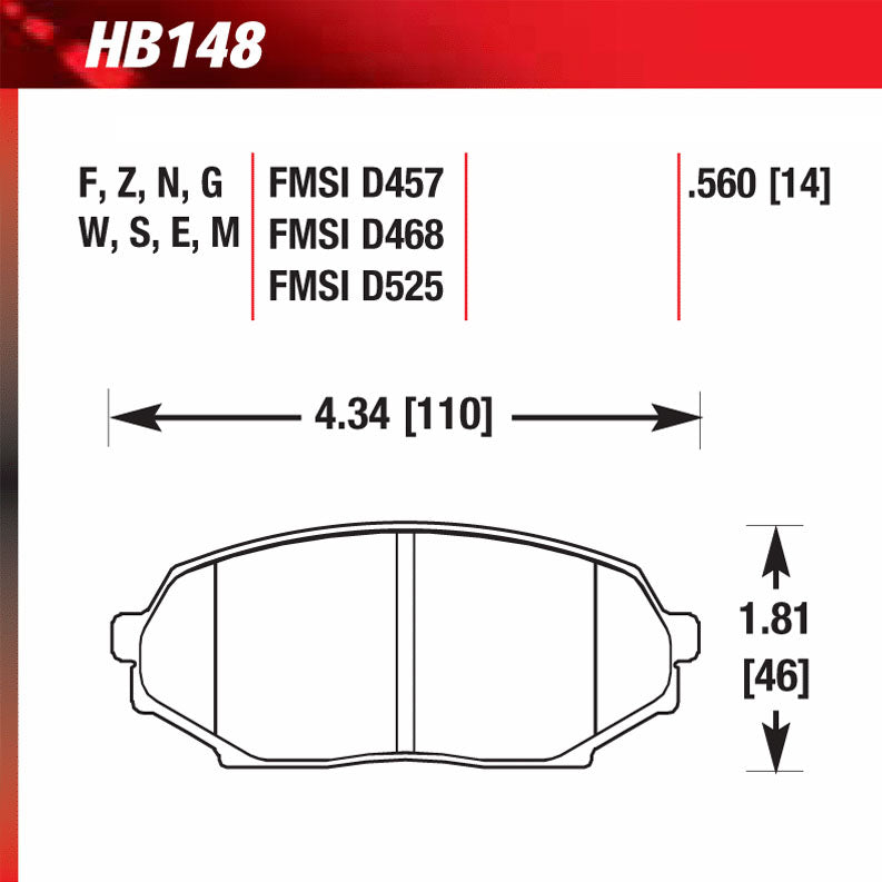 Hawk HB148E.560 Racing Pad - Blue Compound