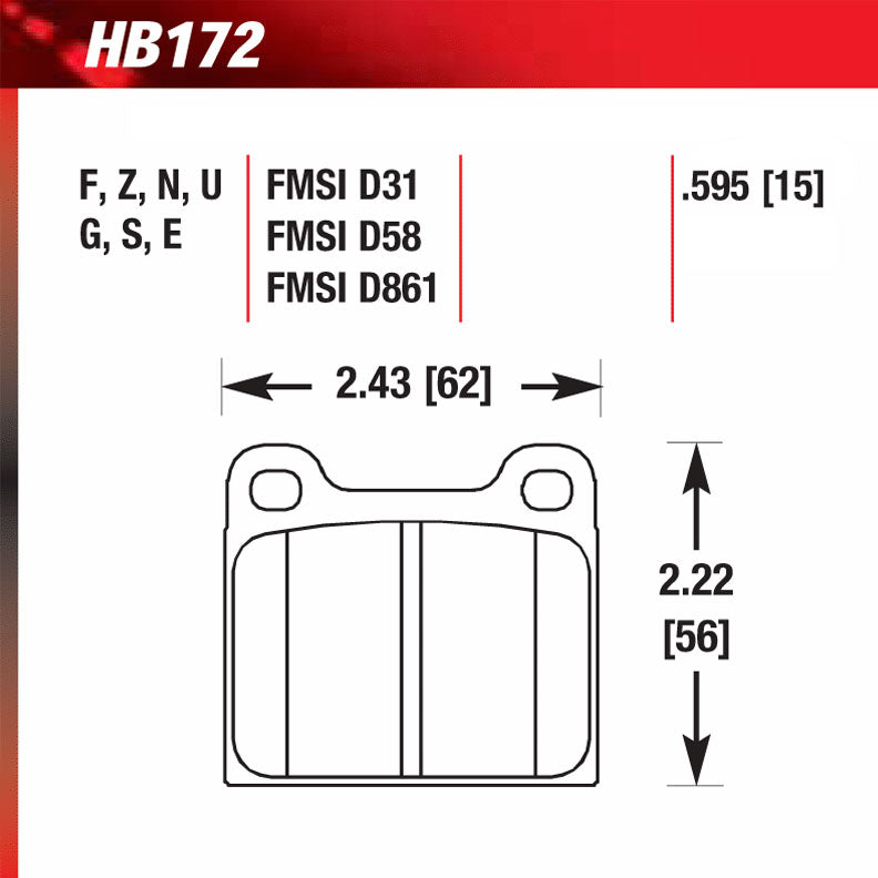 Hawk HB172E.595 Racing Pad - Blue Compound