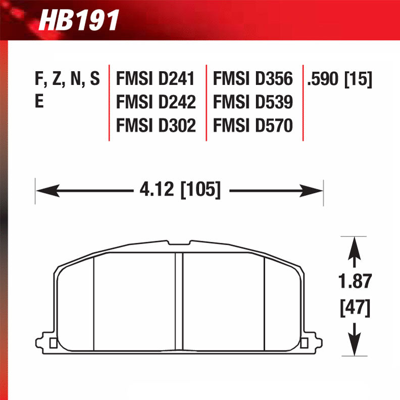 Hawk HB191E.590 Racing Pad - Blue Compound