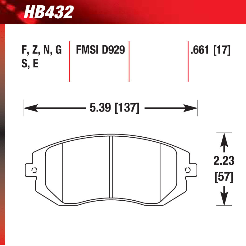 Hawk HB432E.661 Racing Pad - Blue Compound