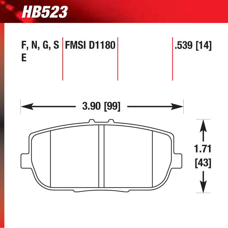 Hawk HB523G.539 Racing Pad - DTC-60 Compound